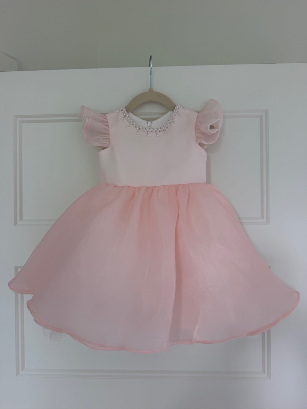 Toddler Pink Pearl-Embellished Tulle Party Dress